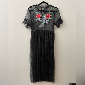 NWT Sheer full-length embroidered dress - Nasty Gal Size M